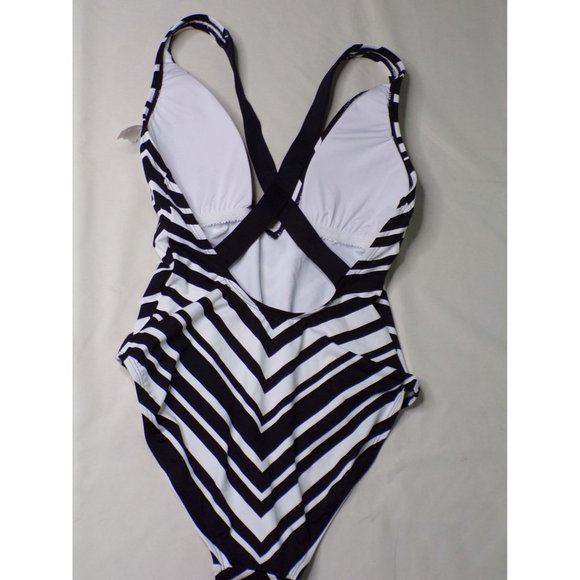 LA BLANCA Plunge Archistripe One Piece Swimsuit 8 NEW $149 - Picture 6 of 7